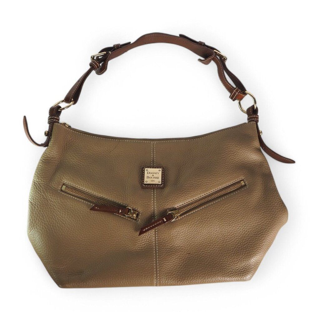 Dooney & Bourke Pebble All Weather Leather Hobo Shoulder Bag Taupe (Beige)